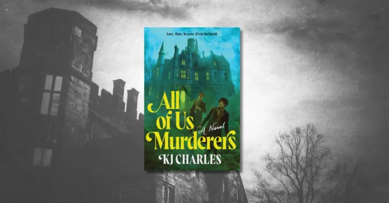 a graphic showing the cover of all of us murderers by kj charles